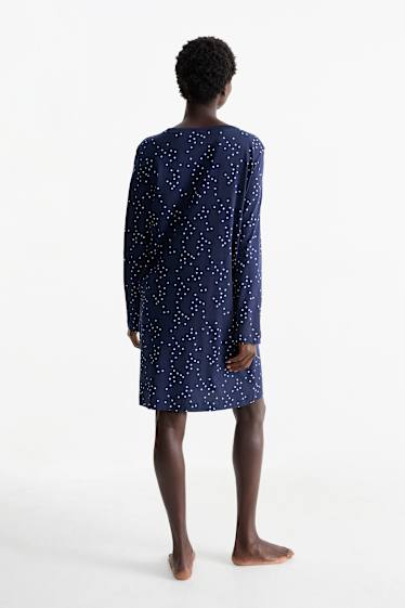 Donna - Camicia da notte - a pois - blu scuro