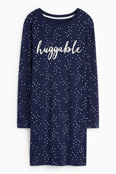 Donna - Camicia da notte - a pois - blu scuro