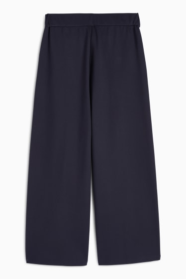 Damen - Jersey-Hose - High Waist - Wide Leg - dunkelblau