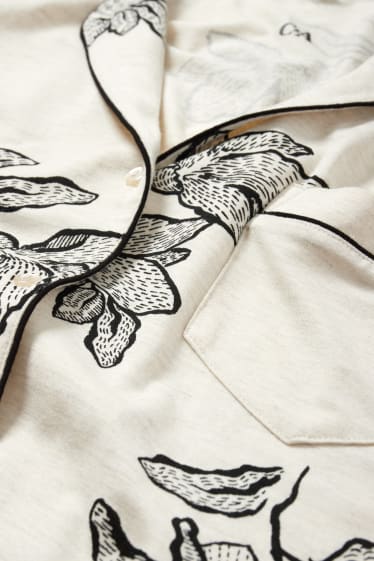 Femmes - Pyjama en viscose - à fleurs - beige clair