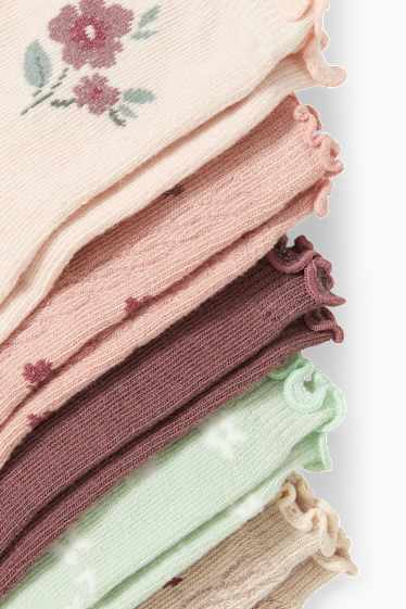 Niñas - Pack de 5 - flores - calcetines con dibujo - rosa