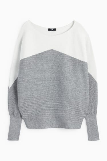 Donna - Maglione - a coste - grigio