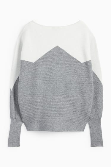 Donna - Maglione - a coste - grigio