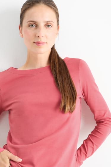 Mujer - Camiseta básica de manga larga - fucsia