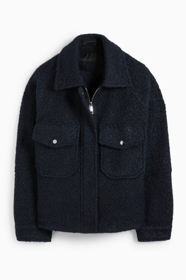 Women - Bouclé jacket - dark blue