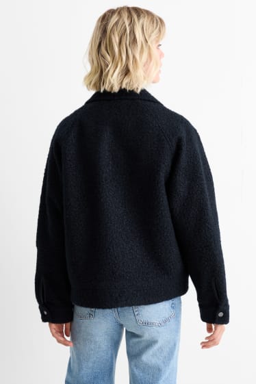 Women - Bouclé jacket - dark blue