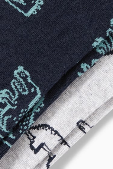Enfants garçons - Lot de 2 - dinosaures - collants - bleu / gris