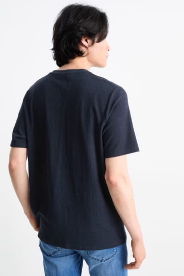 Herren - T-Shirt - strukturiert - dunkelblau
