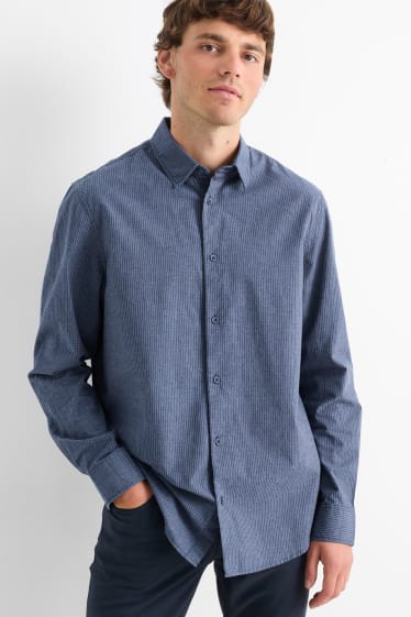 Men - Shirt - regular fit - kent collar - pinstripes - dark blue