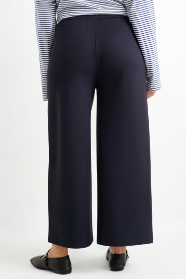 Damen - Jersey-Hose - High Waist - Wide Leg - dunkelblau