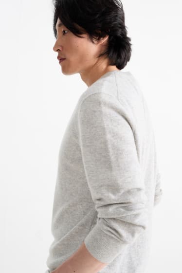 Men - Cashmere jumper - light gray-melange