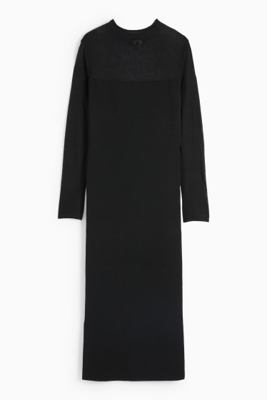 Damen - Strickkleid - schwarz