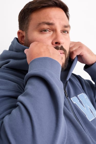 Uomo - Felpa con zip e cappuccio - blu