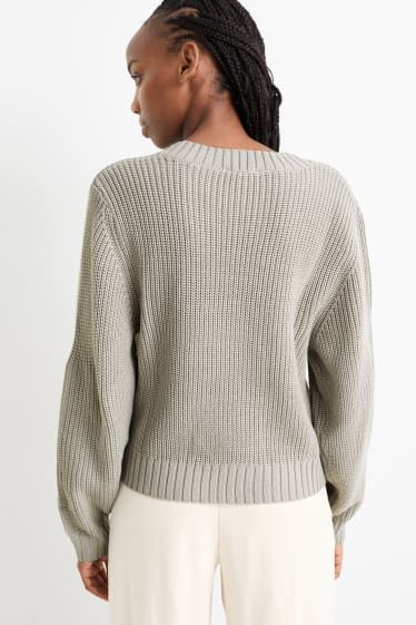 Women - V-neck jumper - gray
