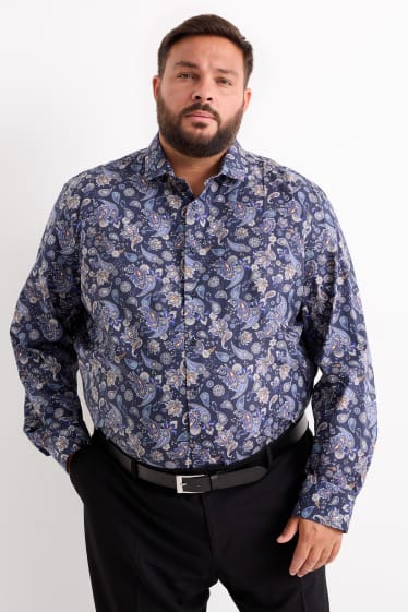 Mężczyźni - Koszula - regular fit - kołnierzyk włoski - dobrze się prasuje - ciemnoniebieski