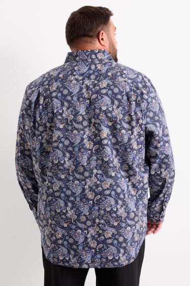 Mężczyźni - Koszula - regular fit - kołnierzyk włoski - dobrze się prasuje - ciemnoniebieski