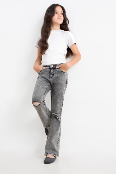 Dzieci dziewczynki - Flared jeans - dżins-szary
