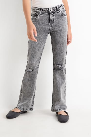 Dzieci dziewczynki - Flared jeans - dżins-szary