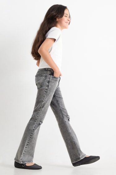 Dzieci dziewczynki - Flared jeans - dżins-szary