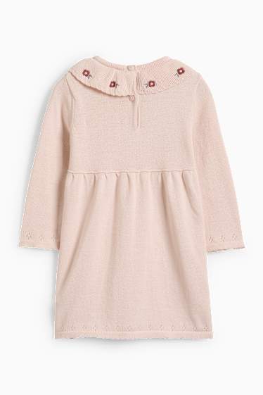 Baby Mädchen - Blümchen - Baby-Strickkleid - rosa