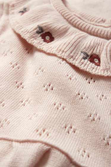 Baby Mädchen - Blümchen - Baby-Strickkleid - rosa
