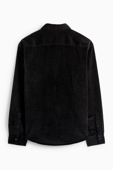 Uomo - Camicia di velluto a coste - relaxed fit - collo all'italiana - nero