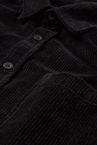 Uomo - Camicia di velluto a coste - relaxed fit - collo all'italiana - nero