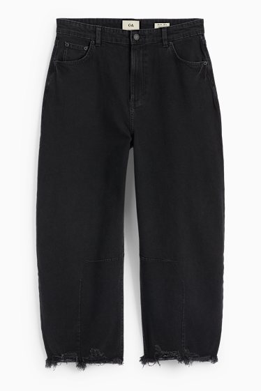 Dames - Balloon jeans - mid waist - jeansdonkergrijs