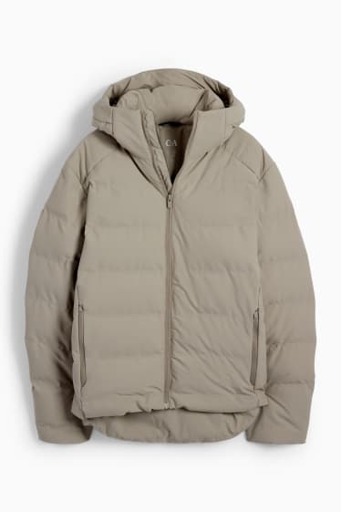 Men - Quilted jacket with hood - water-repellent - gray