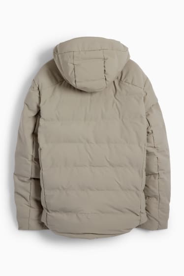 Men - Quilted jacket with hood - water-repellent - gray