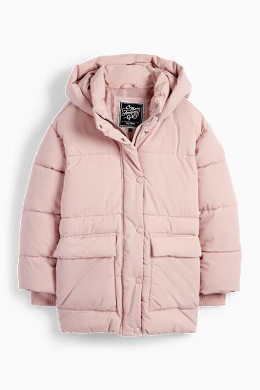 Kinder Mädchen - Steppjacke mit Kapuze - rosa