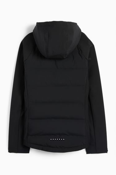Damen - Thermo-Softshelljacke mit Kapuze - wasserdicht - gesteppt - schwarz