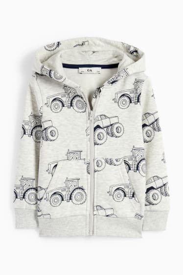 Enfants garçons - Tracteurs - sweat zippé à capuche - gris clair