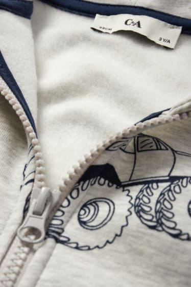 Enfants garçons - Tracteurs - sweat zippé à capuche - gris clair