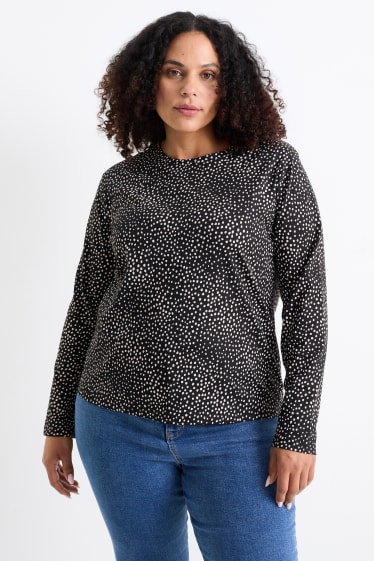 Dona - Samarreta de màniga llarga - de piquets - negre