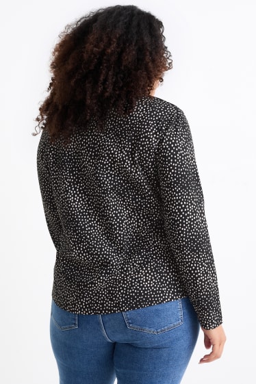 Dona - Samarreta de màniga llarga - de piquets - negre