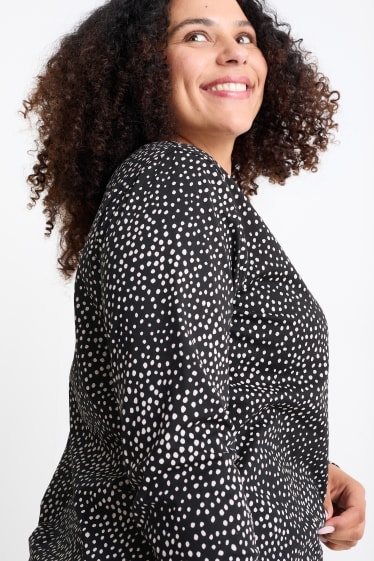 Dona - Samarreta de màniga llarga - de piquets - negre