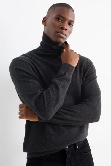 Herren - Kaschmir-Rollkragenpullover - dunkelgrau