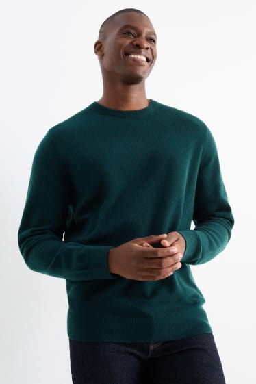 Herren - Kaschmir-Pullover - dunkelgrün