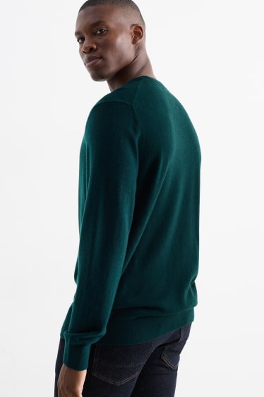 Herren - Kaschmir-Pullover - dunkelgrün
