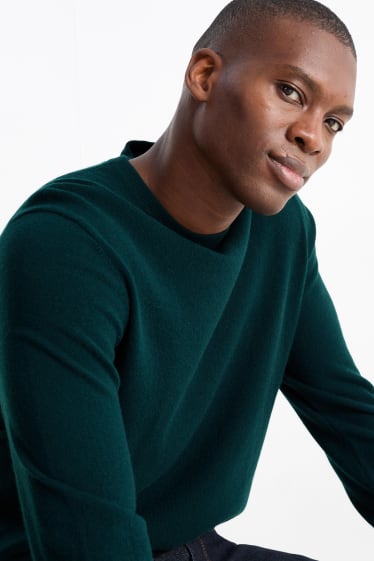 Herren - Kaschmir-Pullover - dunkelgrün