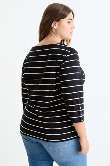 Donna - Maglia a maniche lunghe - a righe - nero