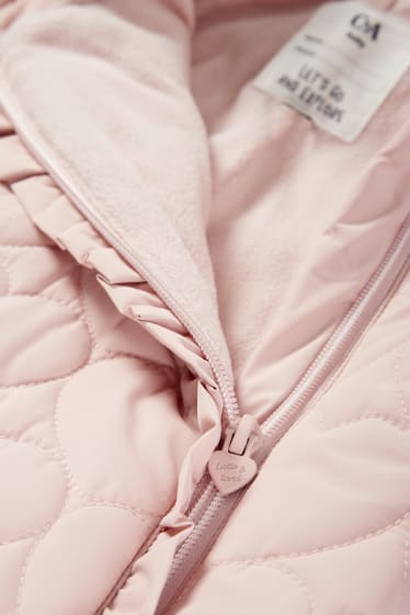 Baby Mädchen - Herz - Baby-Schneeanzug mit Kapuze - wasserabweisend - rosa
