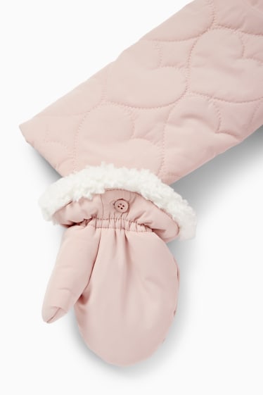 Baby Mädchen - Herz - Baby-Schneeanzug mit Kapuze - wasserabweisend - rosa