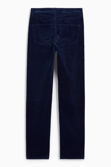 Dames - Corduroy broek - high waist - straight fit - donkerblauw