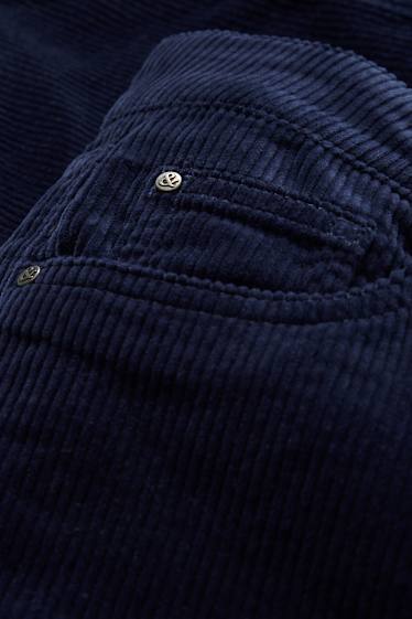 Dames - Corduroy broek - high waist - straight fit - donkerblauw