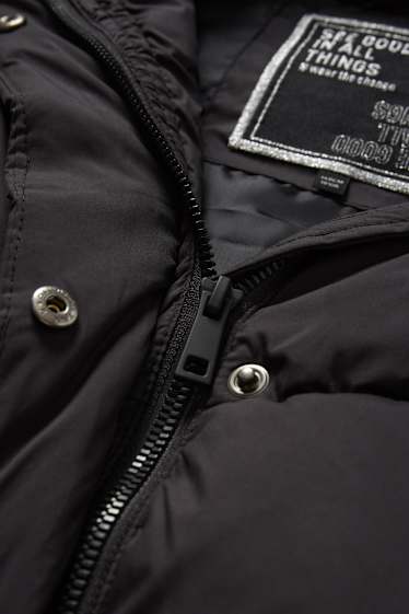 Bambine - Gilet trapuntato con cappuccio - nero