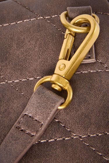 Women - Phone bag with detachable bag strap - faux leather - brown