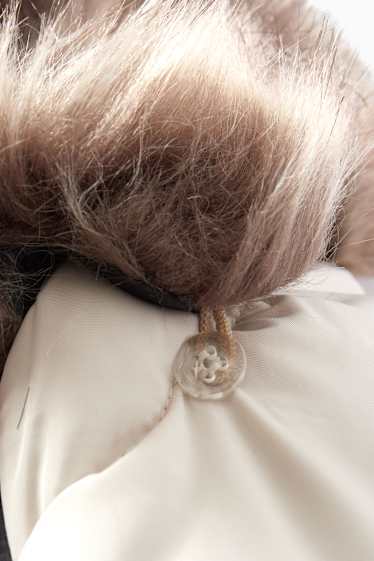 Bambini - Giacca trapuntata con cappuccio e inserto in pelo - impermeabile - blu scuro