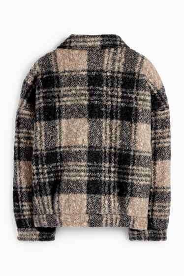 Heren - Jas - geruit - zwart / beige
